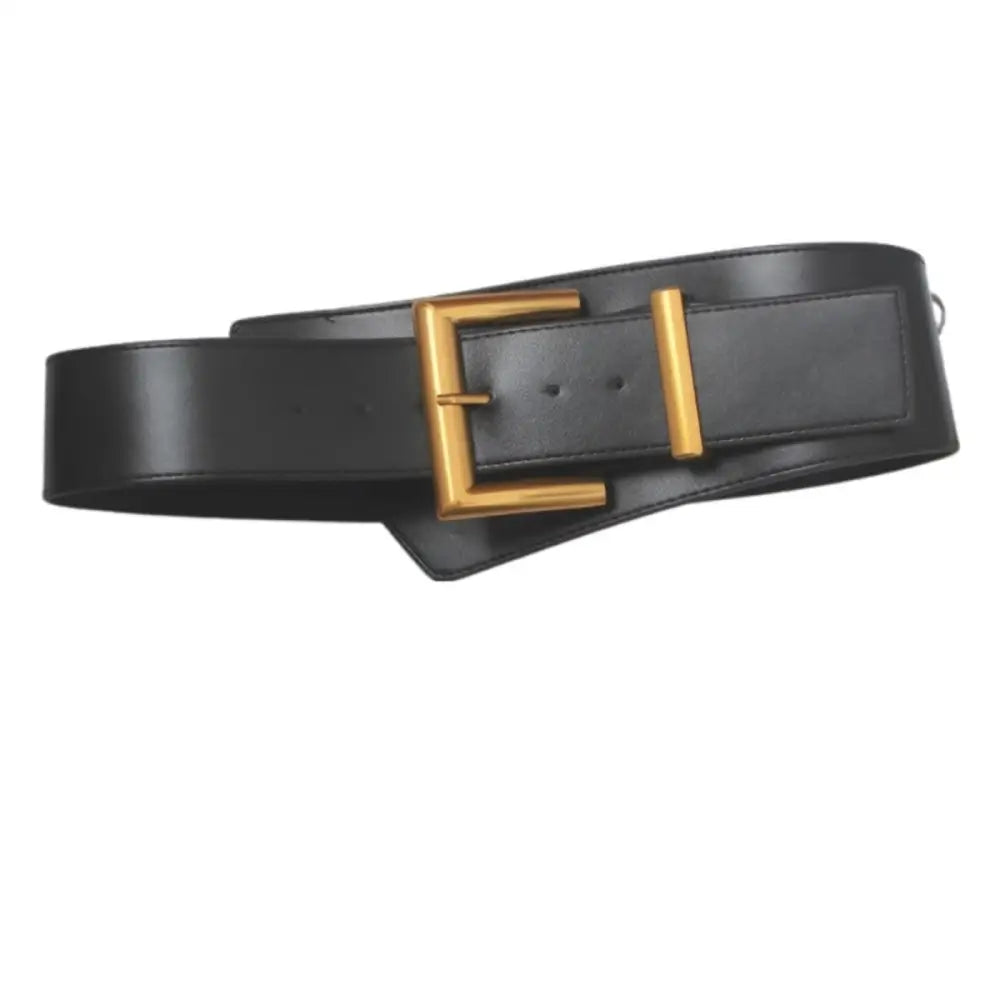 Large XXL Black and Brown Leather Belt with Gold Buckle for extra large waist sizes