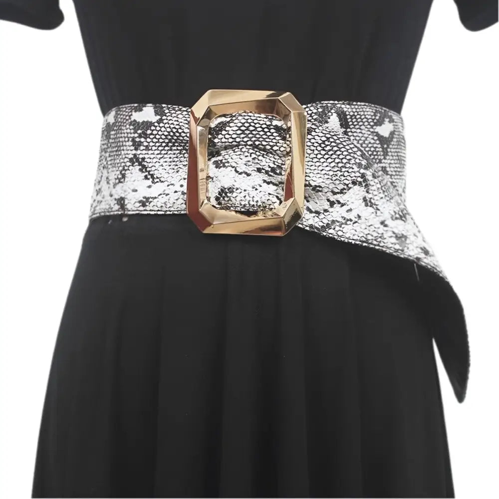 Leopard print belt with gold buckle suitable for stylish black dresses