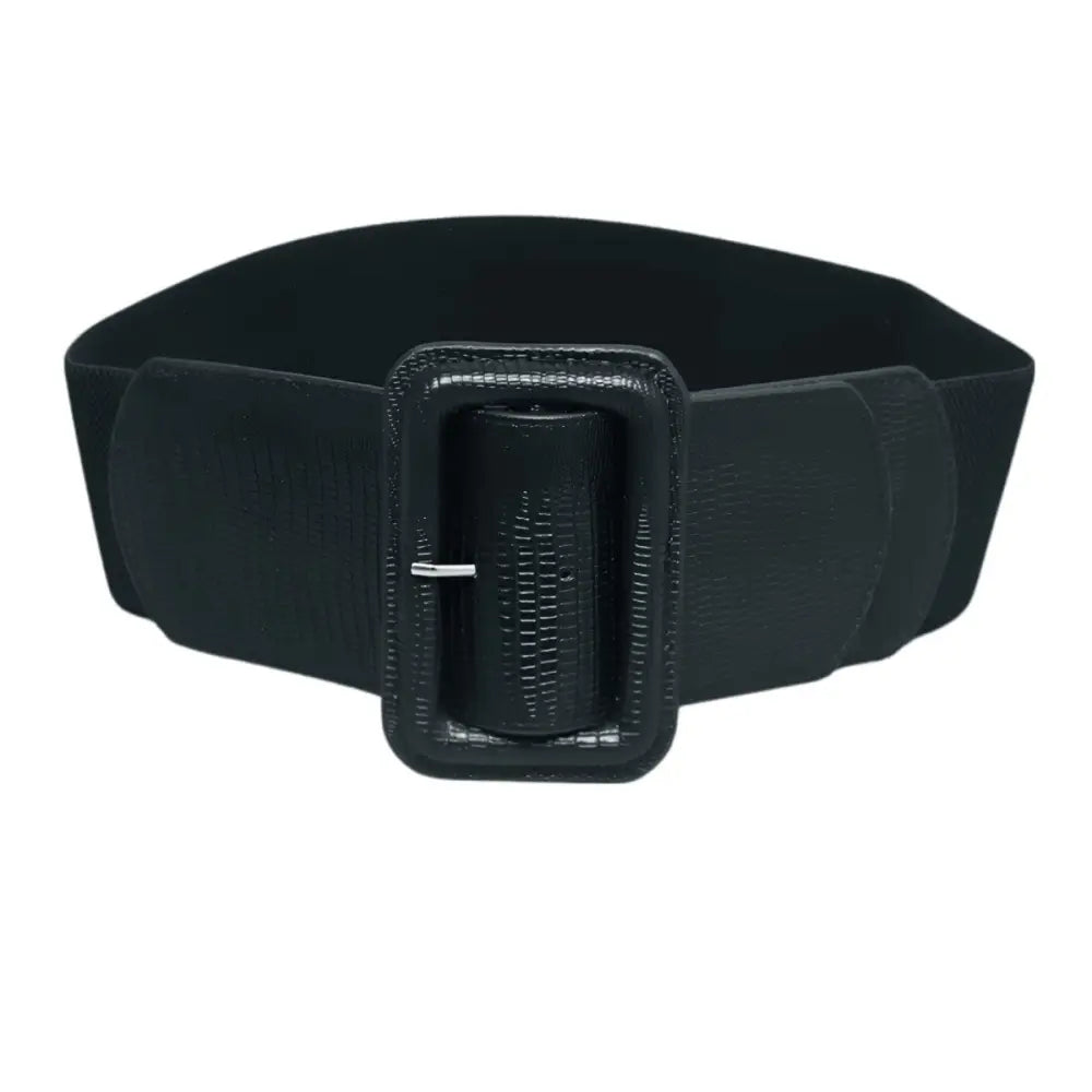Black elastic belt with square buckle, ideal for extra large and large XXL sizes