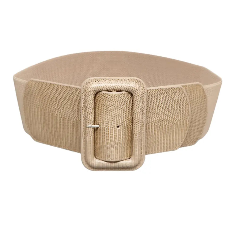 Beige elastic belt with a large buckle for extra large and large XXL sizes
