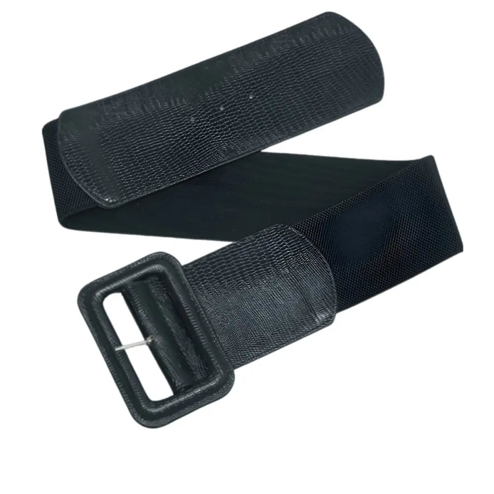 Black elastic belt with square buckle for extra large and large XXL sizes