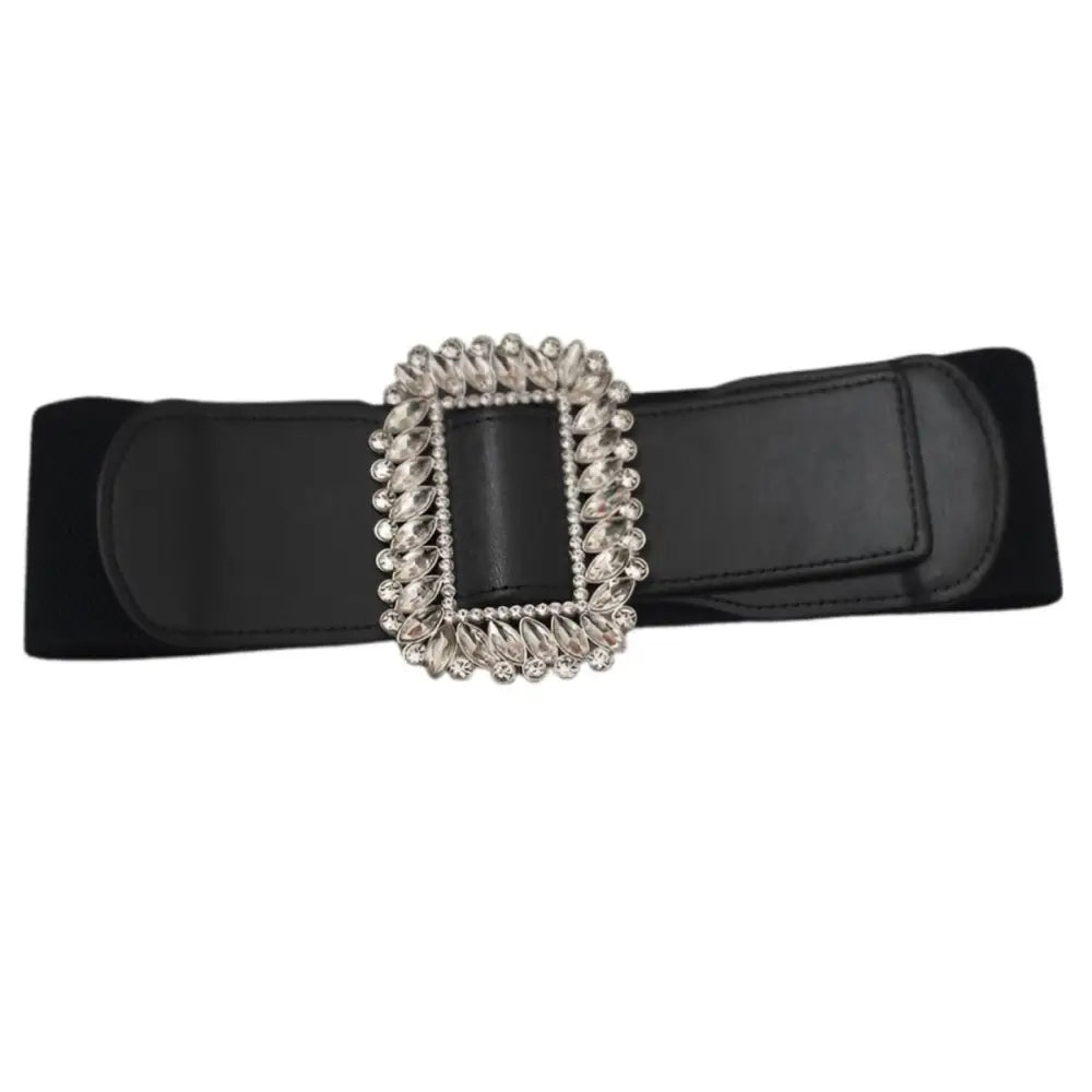 Black elastic belt with jeweled buckle for Large XXL and Extra Large sizes