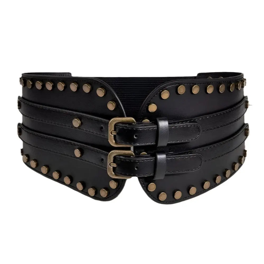 Black studded corset belt from Isaline XXL Belt with Studded Design for stylish waist enhancement