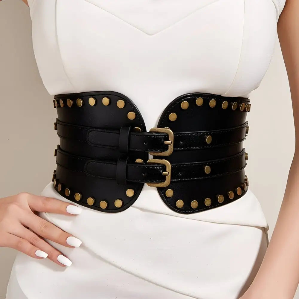 Black studded Corset Belt from Isaline XXL Belt for stylish waist enhancement