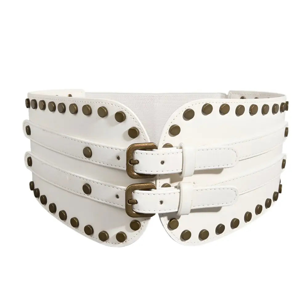 White studded corset belt from Isaline XXL Belt with studded design for stylish waist enhancement