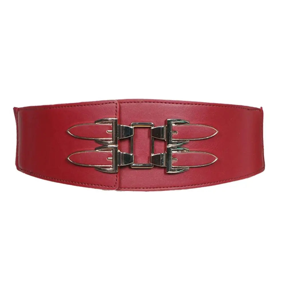 Red leather belt with silver buckle for large XXL and extra large sizes