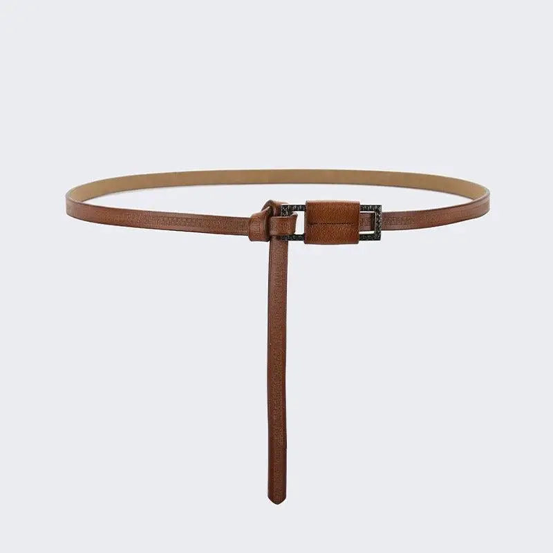 Brown leather belt with square buckle from Assorted Leather Belts with Decorative Buckles