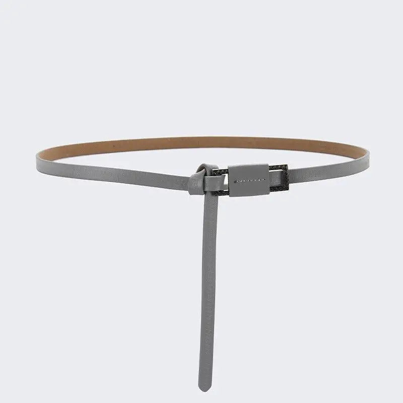 Gray leather belt with decorative buckle from Assorted Leather Belts collection