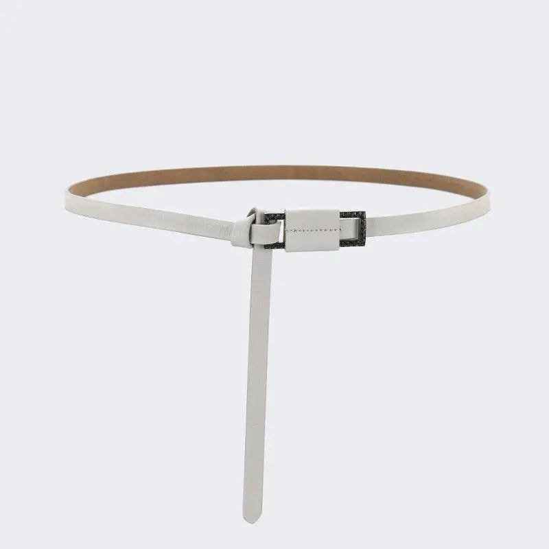White leather belt with a dark decorative buckle from Assorted Leather Belts collection