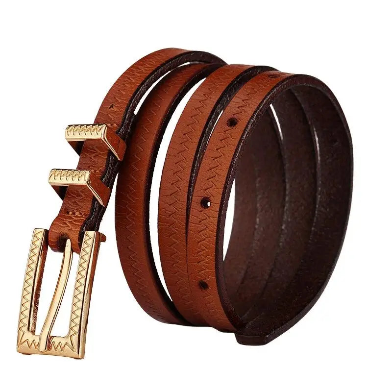 Brown leather belt with a gold buckle from Leather Belts with Gold Buckle collection