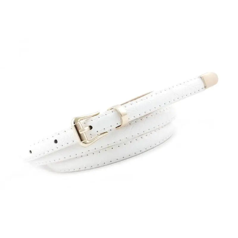 Agata Belt featuring textured design with white leather and silver buckle for elegant style