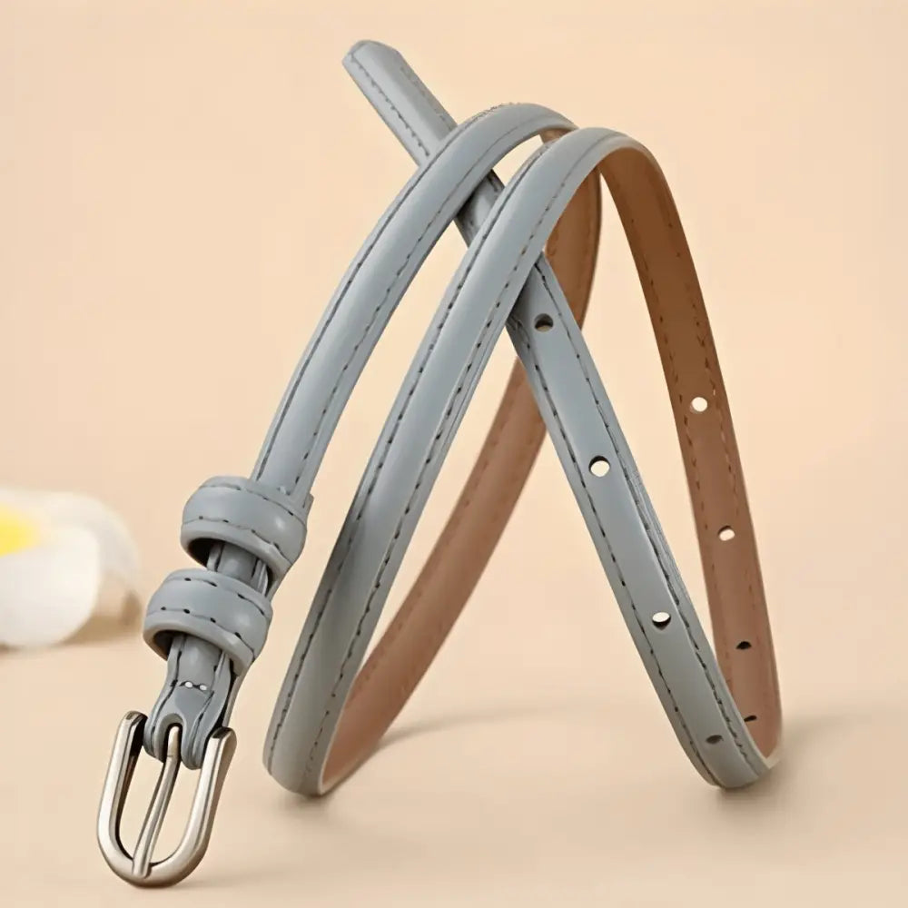 Gray leather belt with silver buckle from Diopy Leather Belts collection