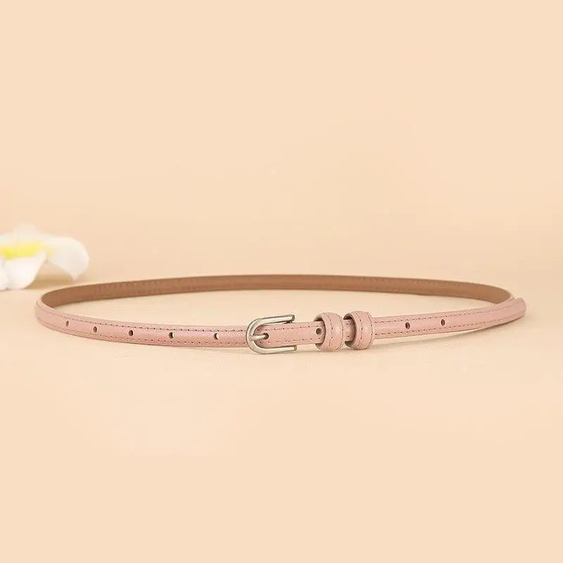 Pink leather belt with silver buckle from Diopy Leather Belts collection