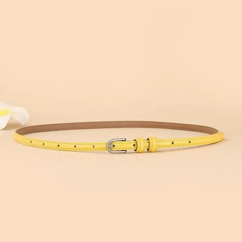 Yellow Diopy Leather Belt with Silver Buckle for stylish accessories