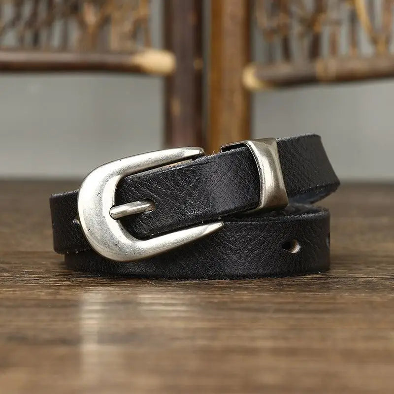Genuine leather belt in black with silver buckle from Genuine Leather Belts collection