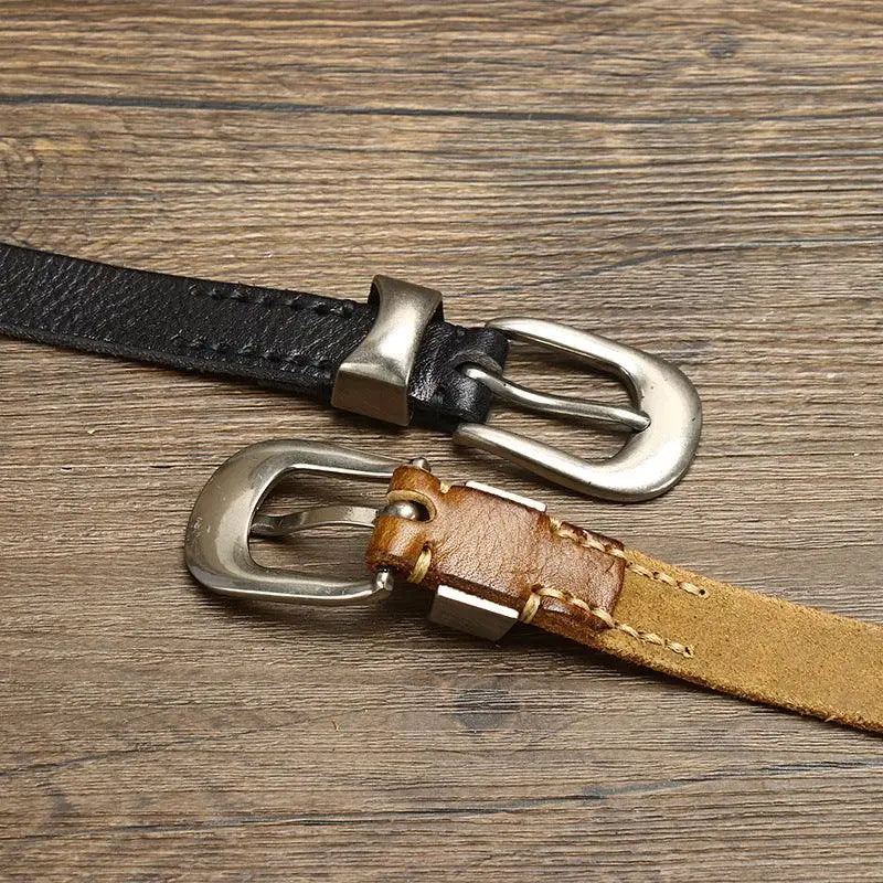 Genuine leather belts with metal buckles in brown black and red for stylish wear