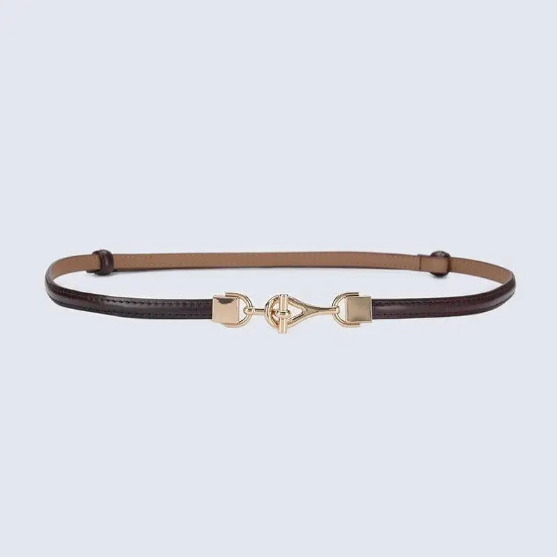 Shaqi Model Belt thin leather belt with decorative gold buckle showcasing premium design
