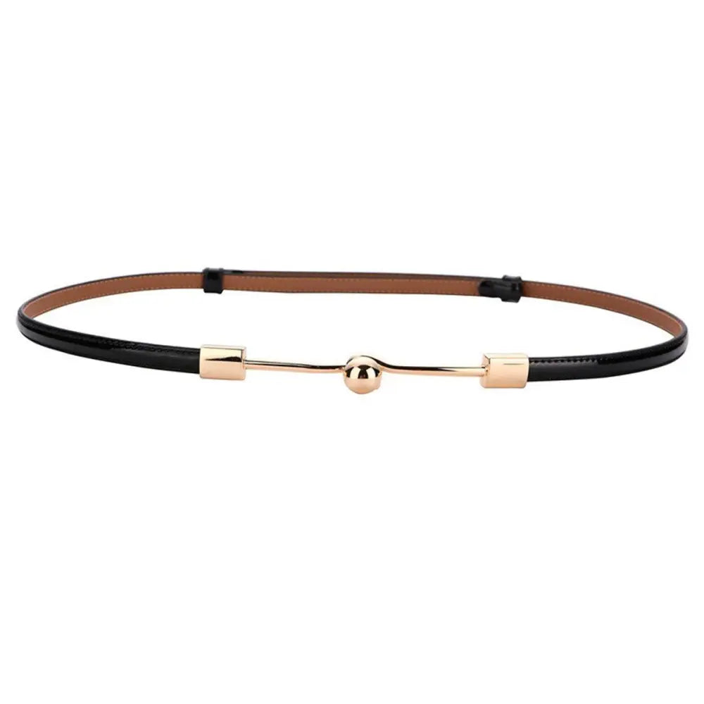 Wrona Belt Featuring Subtle Sophistication with Black Leather and Gold Buckle