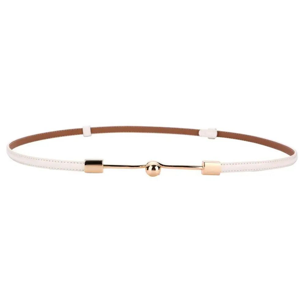 Wrona Belt featuring subtle sophistication with white and brown leather and gold accents