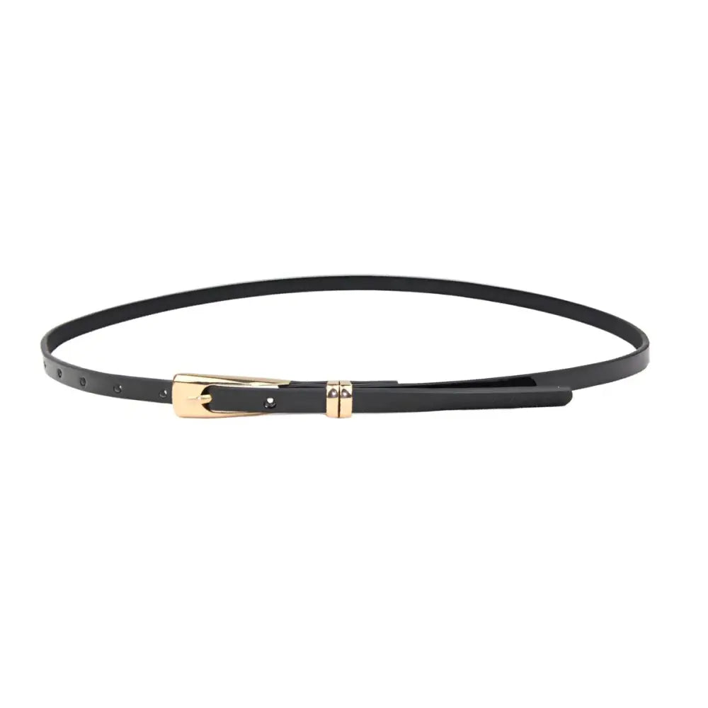 Black leather belt with gold buckle featuring a Phoenix Belt design for Floral Dress