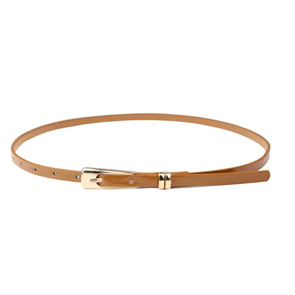 Brown leather belt with gold buckle featuring a phoenix design for Floral Dress with Phoenix Belt