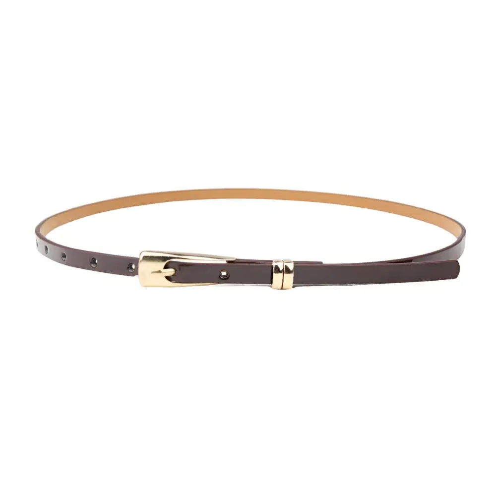 Thin brown phoenix belt with gold buckle accessory for Floral Dress with Phoenix Belt