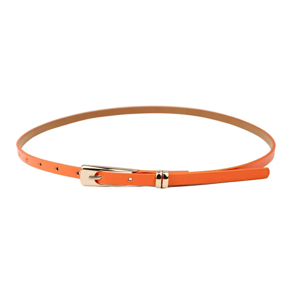 Orange skinny belt featuring a phoenix design for floral dresses and stylish accessories