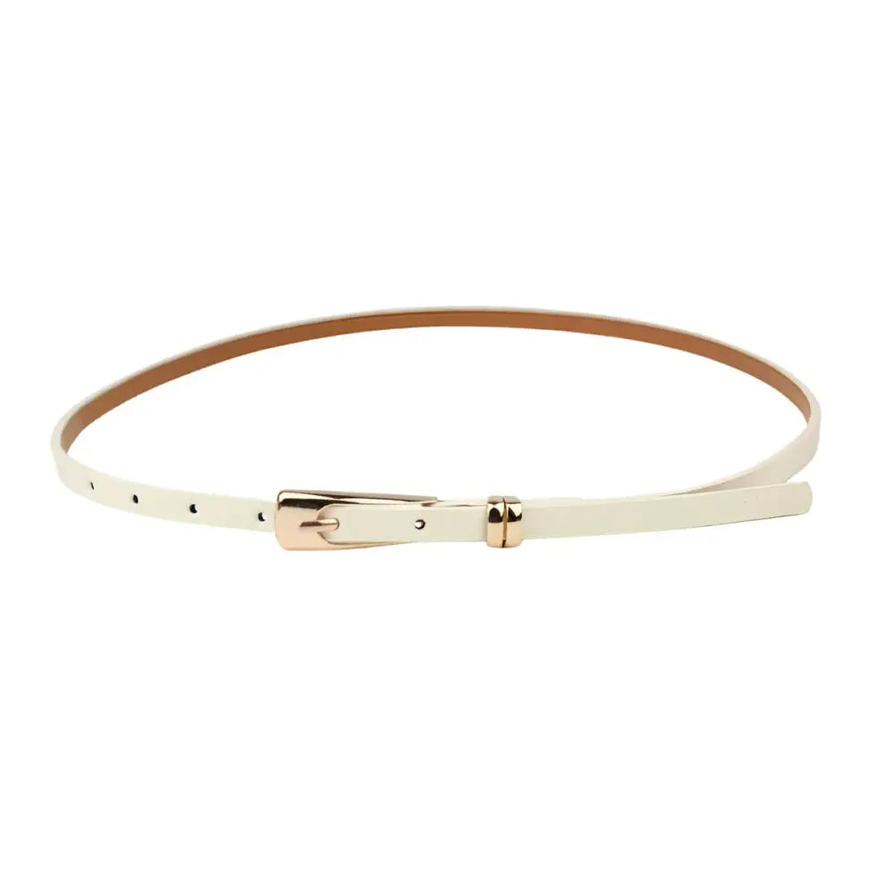 Thin white belt with gold buckle and phoenix belt detail for Floral Dress with Phoenix Belt