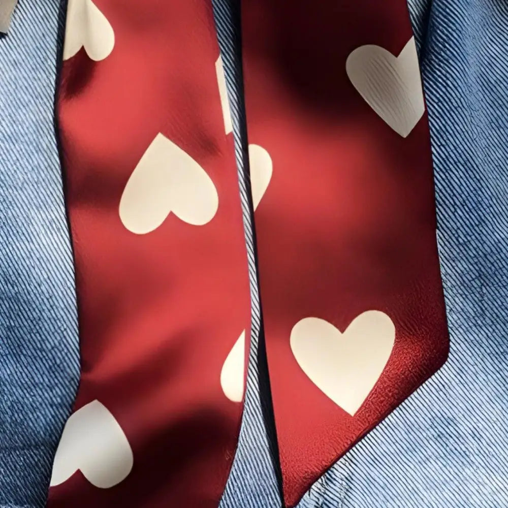 Burgundy scarf with white hearts from the Burgundy Heart Patterned Scarf collection