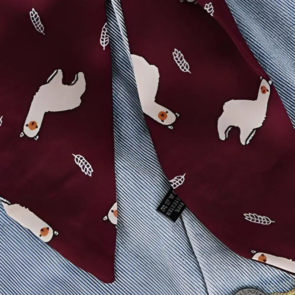 Light blue denim skirt with Burgundy alpaca-patterned scarf belt showcasing South American design