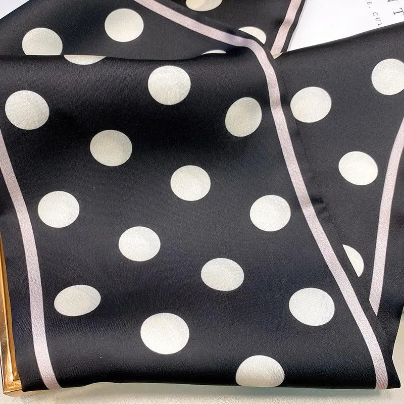 Black and white polka-dotted silk scarf-belt from White Shorts with Polka Dotted Silk Scarf Belt