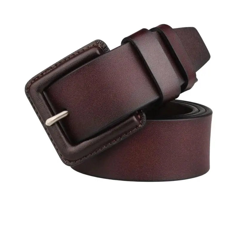 Maroon leather belt with square buckle from Leather Belts with Square Buckle in Brown and Maroon Colors