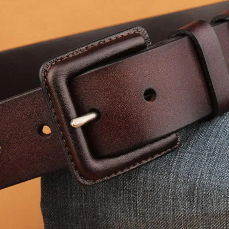 Brown leather belt with square buckle from Leather Belts with Square Buckle collection