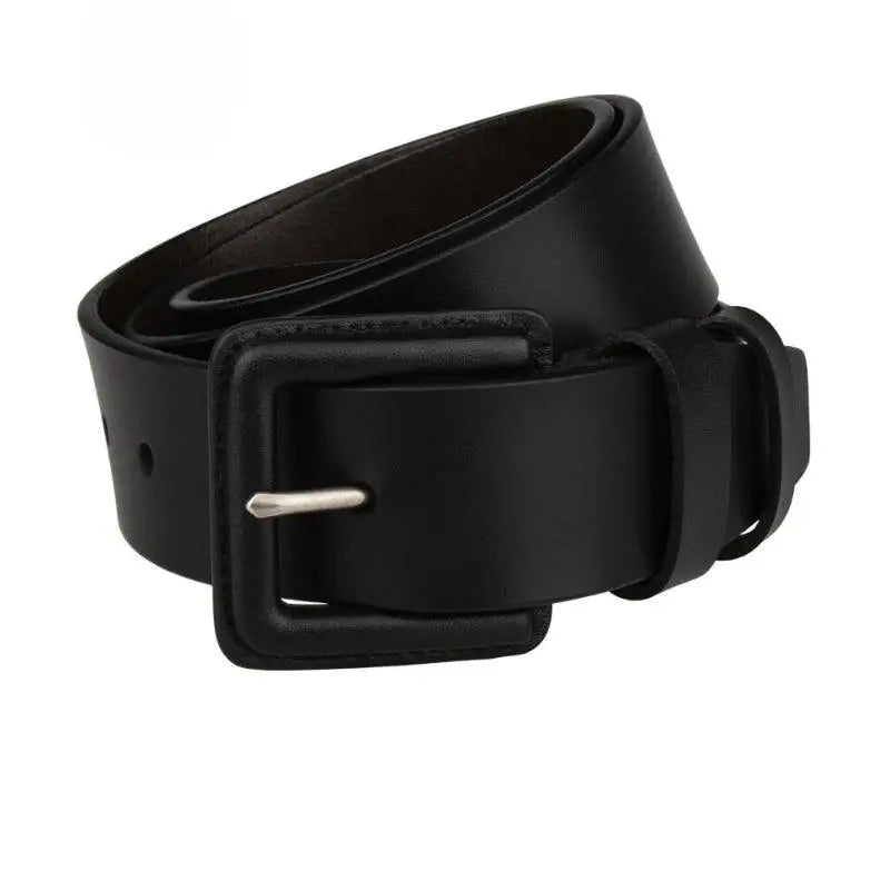Black leather belt with square buckle from Leather Belts with Square Buckle in Brown and Maroon Colors