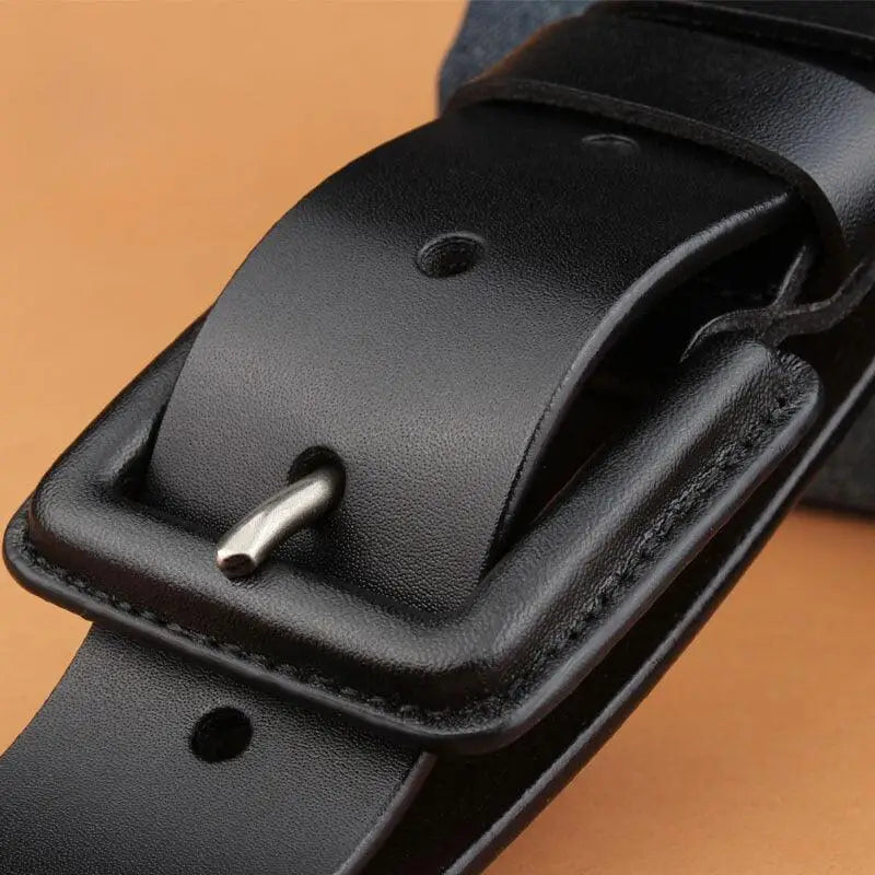 Black leather belt with square buckle from Leather Belts with Square Buckle collection