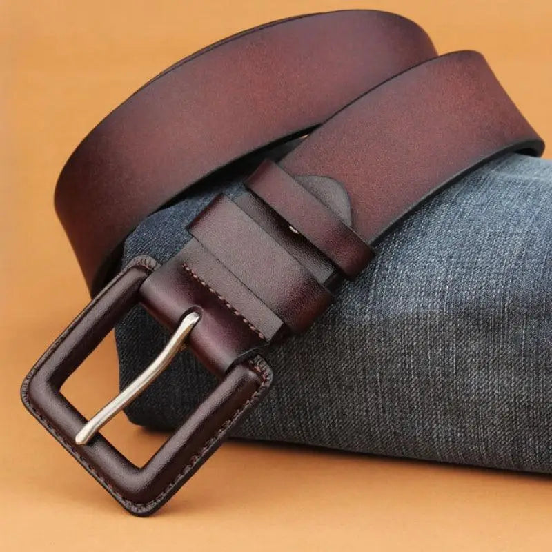 Brown leather belt with square buckle from Leather Belts with Square Buckle collection