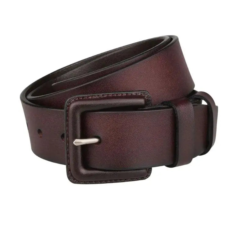 Brown leather belt with a square buckle from Leather Belts with Square Buckle collection