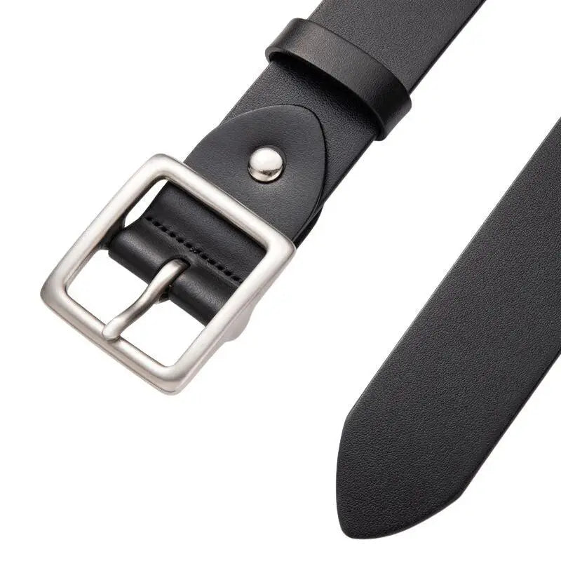 Nereo Leather Belt with Silver Buckle in Black and Brown options