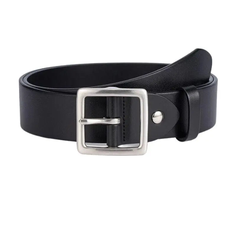 Nereo Leather Belt with Silver Buckle in Black and Brown options