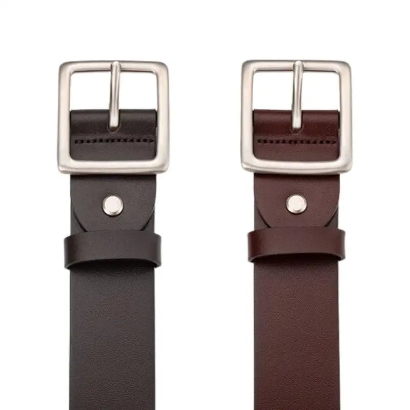 Nereo Leather Belt with Silver Buckle in black and brown options