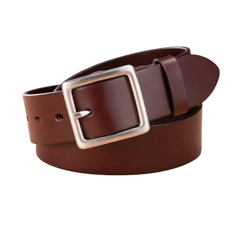 Nereo Leather Belt with Silver Buckle in Black and Brown Options
