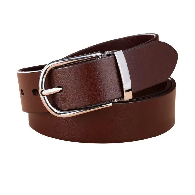 Brown Leather Belt with Silver Buckle from Leather Belts with Silver Buckles collection