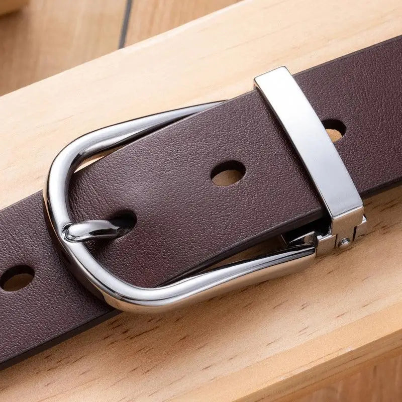 Brown leather belt with silver buckle from Leather Belts with Silver Buckles collection