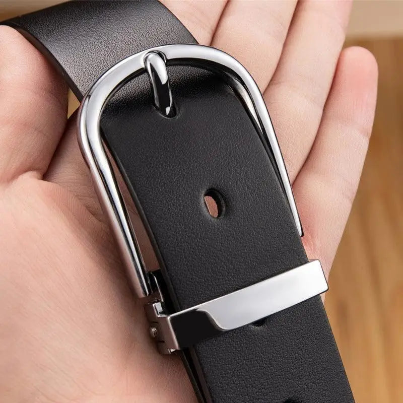 Black leather belt with silver buckle from Leather Belts with Silver Buckles collection