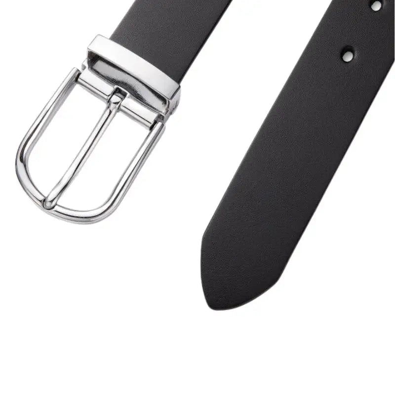 Black leather belt with silver buckle from Leather Belts with Silver Buckles in Black and Brown Options