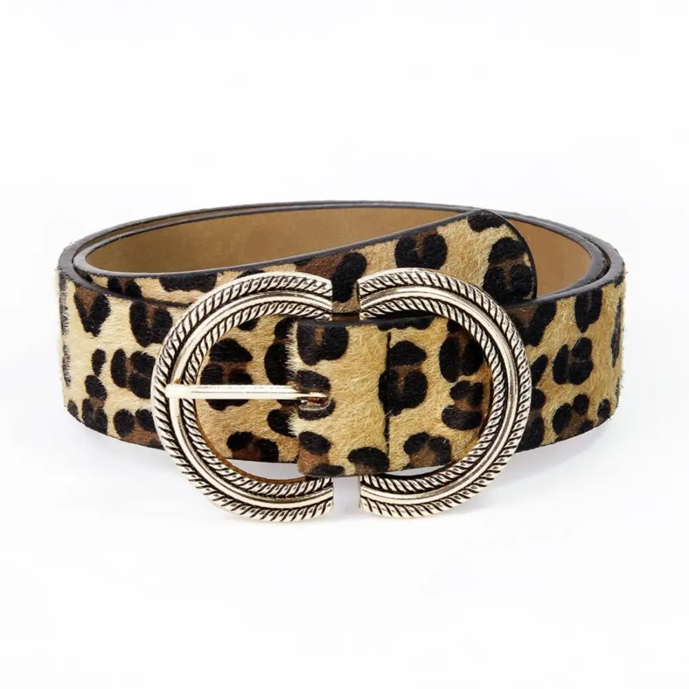 Agu Leopard Print Belt with Silver Buckle demonstrating stylish accessories for women