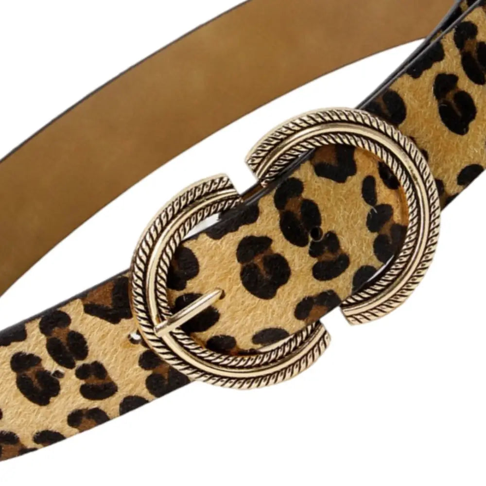 Agu belt with leopard print and gold buckle for stylish fashion accessory