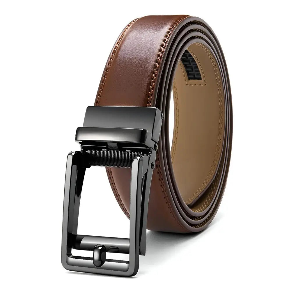 Brown leather Winston Men’s belt with a robust metal buckle for a stylish look
