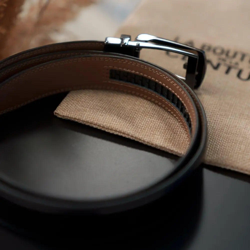 Winston Men’s Belt with Robust Metal Buckle in Brown Leather for Men
