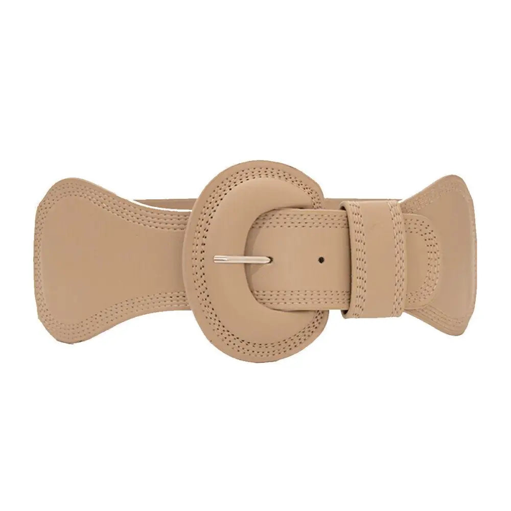 Beige wide Nikoline belt with buckle for stylish women’s outfits